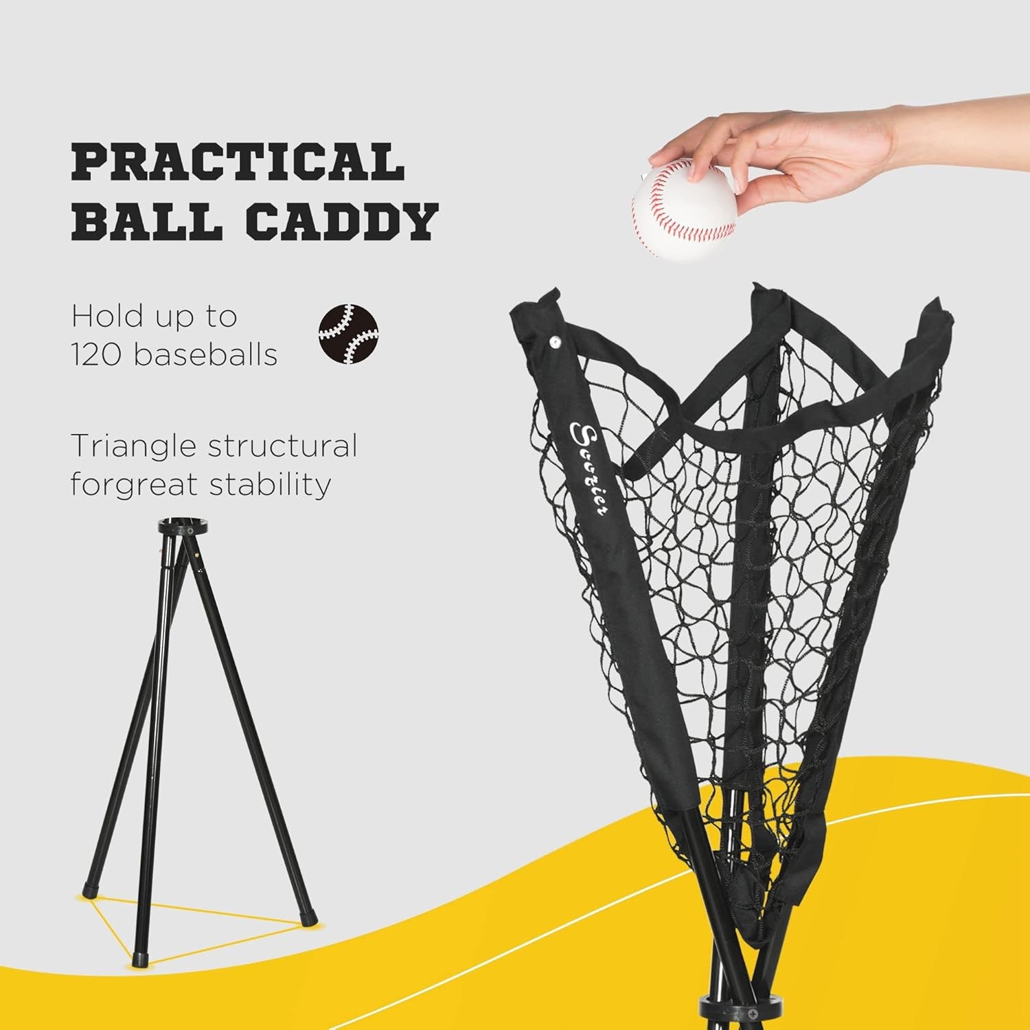 Soozier 17′ x 5.5′ Baseball Net with Strike Zone, Tee, Caddy,and Carry Bag,Black