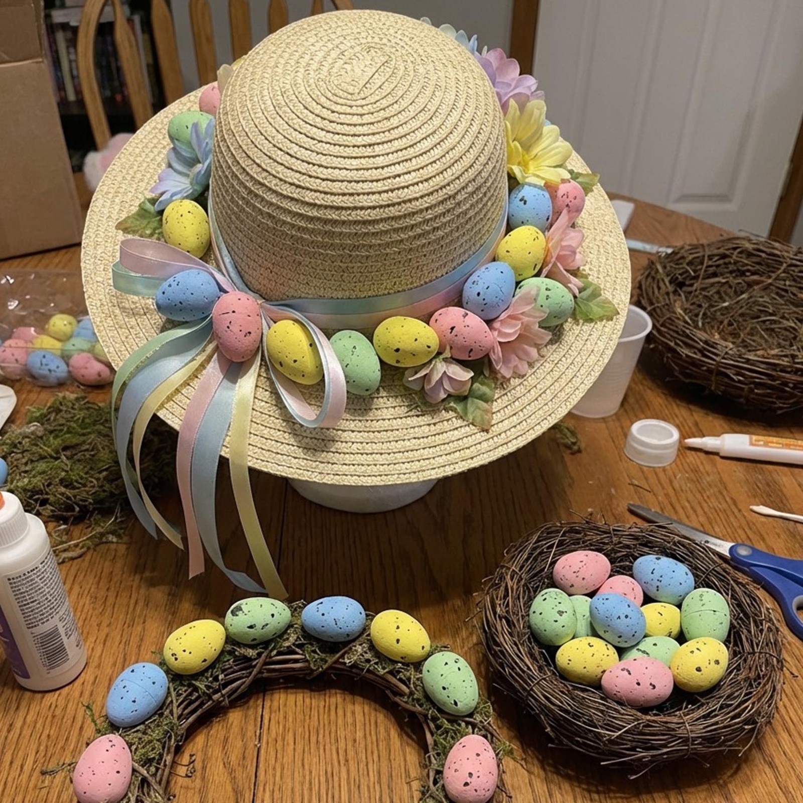 Easter Speckled Egg Decorations, Bonnet Making, Arts and Crafts
