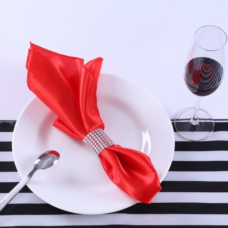 Satin Napkins Plain Fabric 10pcs for Wedding Table Cloth Decoration Dinner