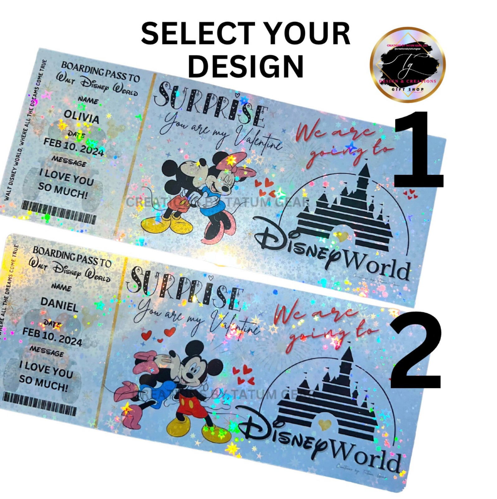 A COLLECTIBLE MAGICAL STARS FANCY HOLOGRAPHIC VALENTINES LOVE Surprise Ticket