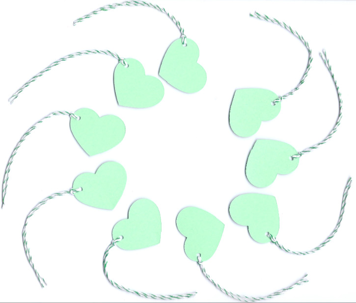 50 Green Heart Gift Tags – Wedding Party Favor Valentines Craft Fair Price Label