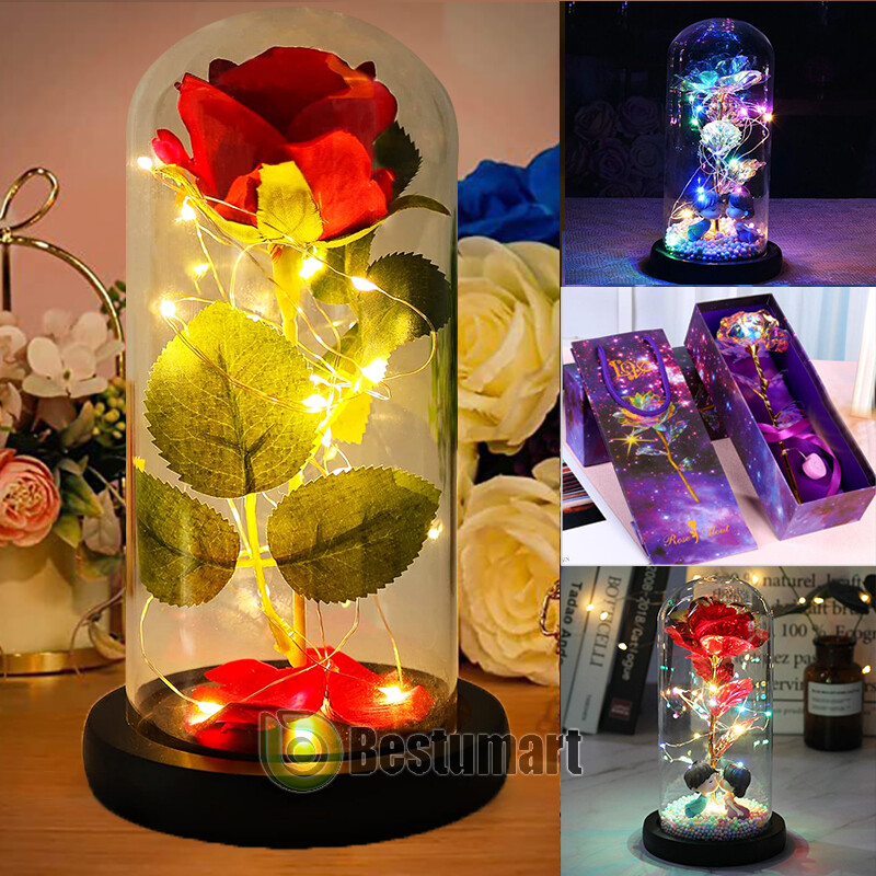 Crystal Galaxy Enchanted Rose LED Glass Forever Flower Home Decoration Gift Box