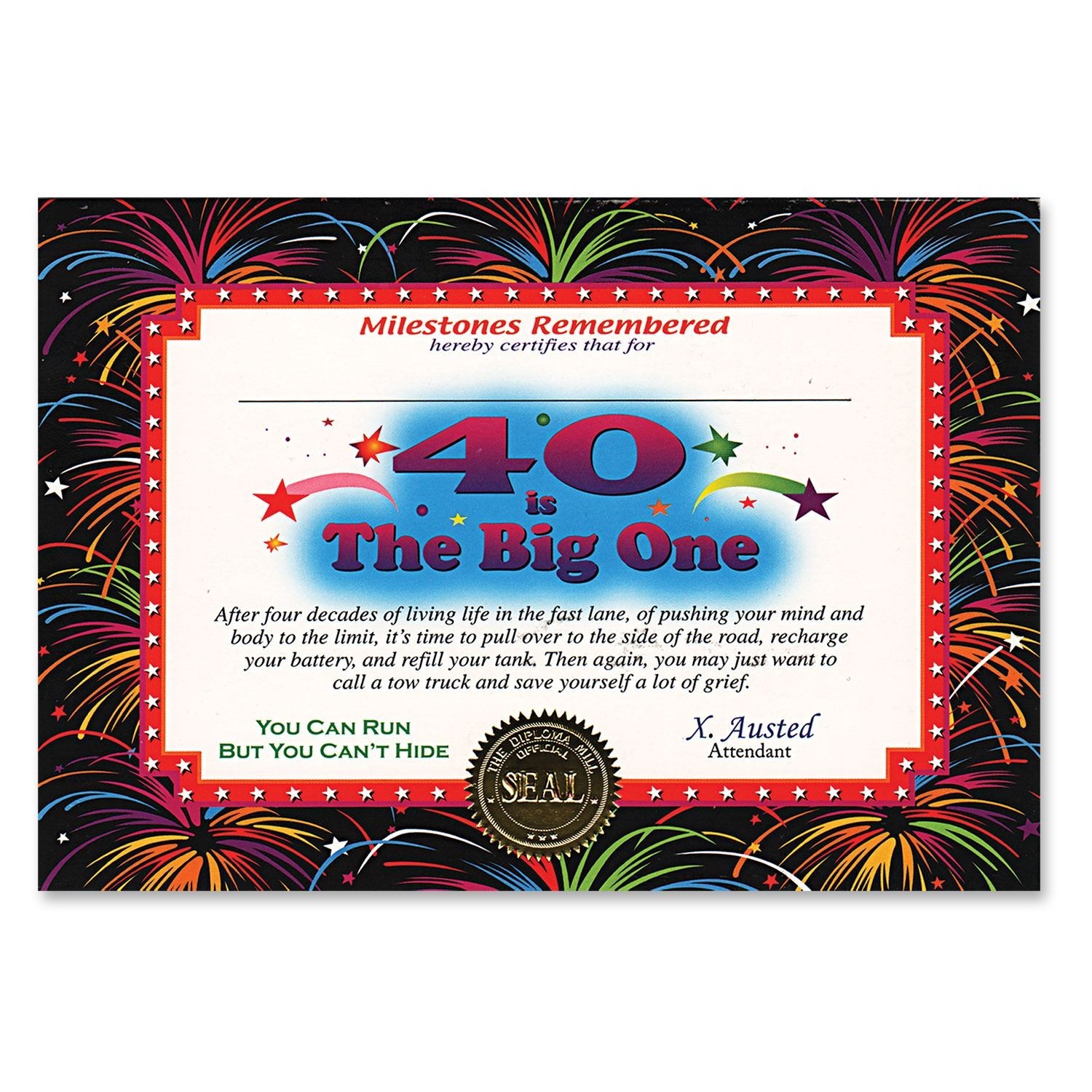 Beistle 40 Is The Big One Award Certificates – Over-The-Hill | Party Supply