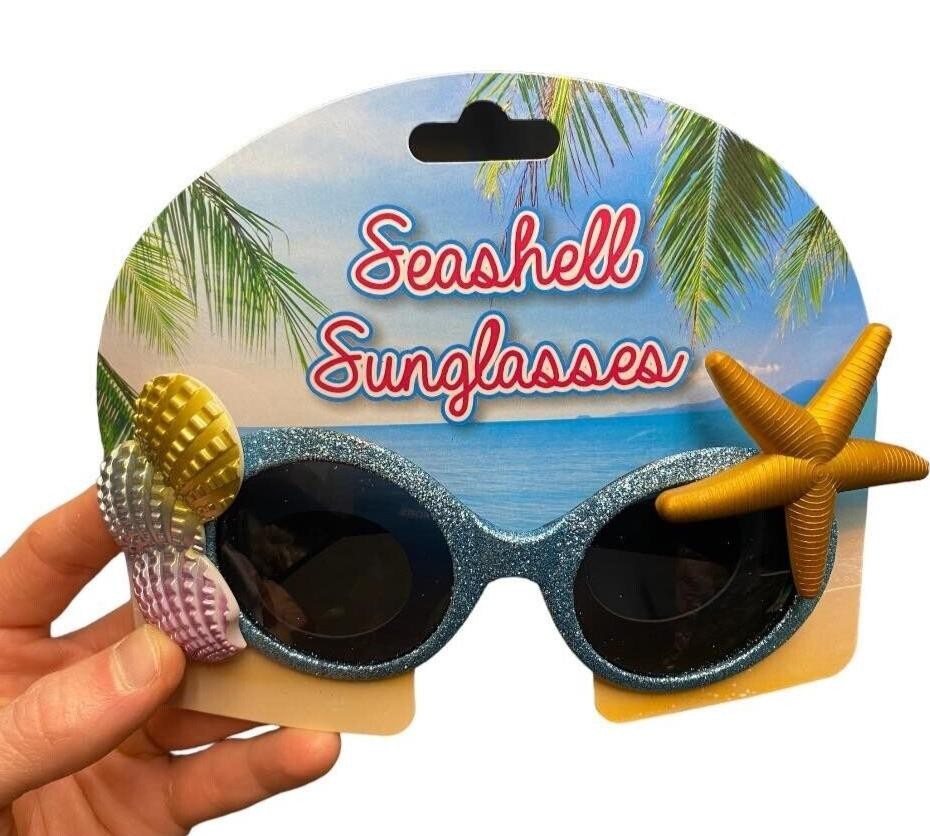 Seashell Sunglasses – Party Mardi Luau Tropical Shades – Sparkling Beach Glasses