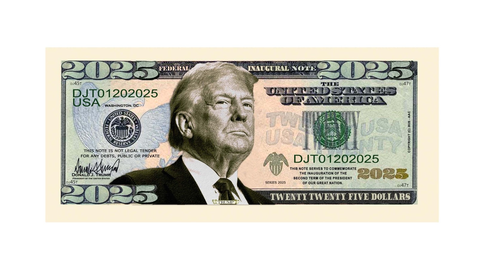 100 – President Donald Trump 2025 Novelty Money Bills Party Fake Play MAGA Note
