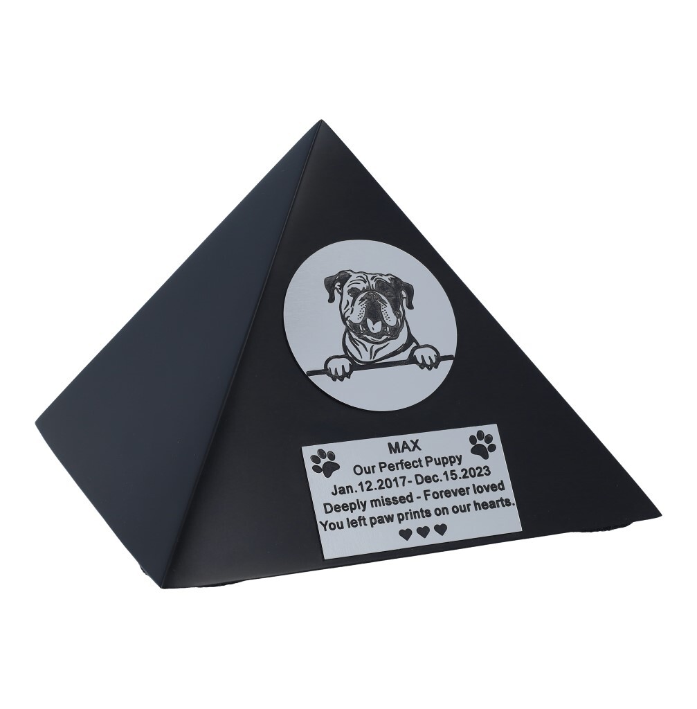 Pet dog urn all breeds Peronalise urn for dog pyramid urn pet memrorial monument