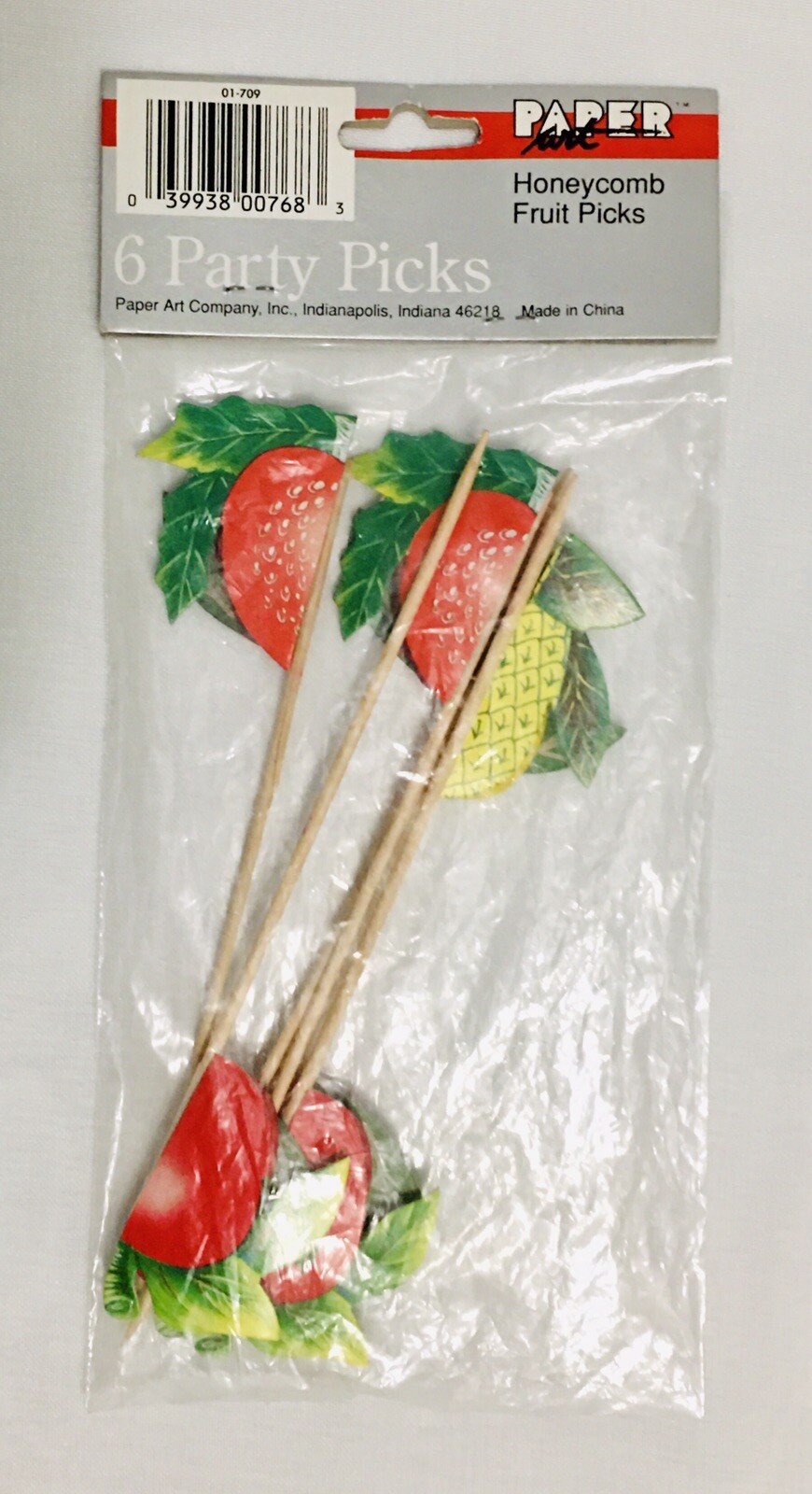 Paper Art Honeycomb Fruit Sticks 6 Count Strawberry Apple Pineapple  