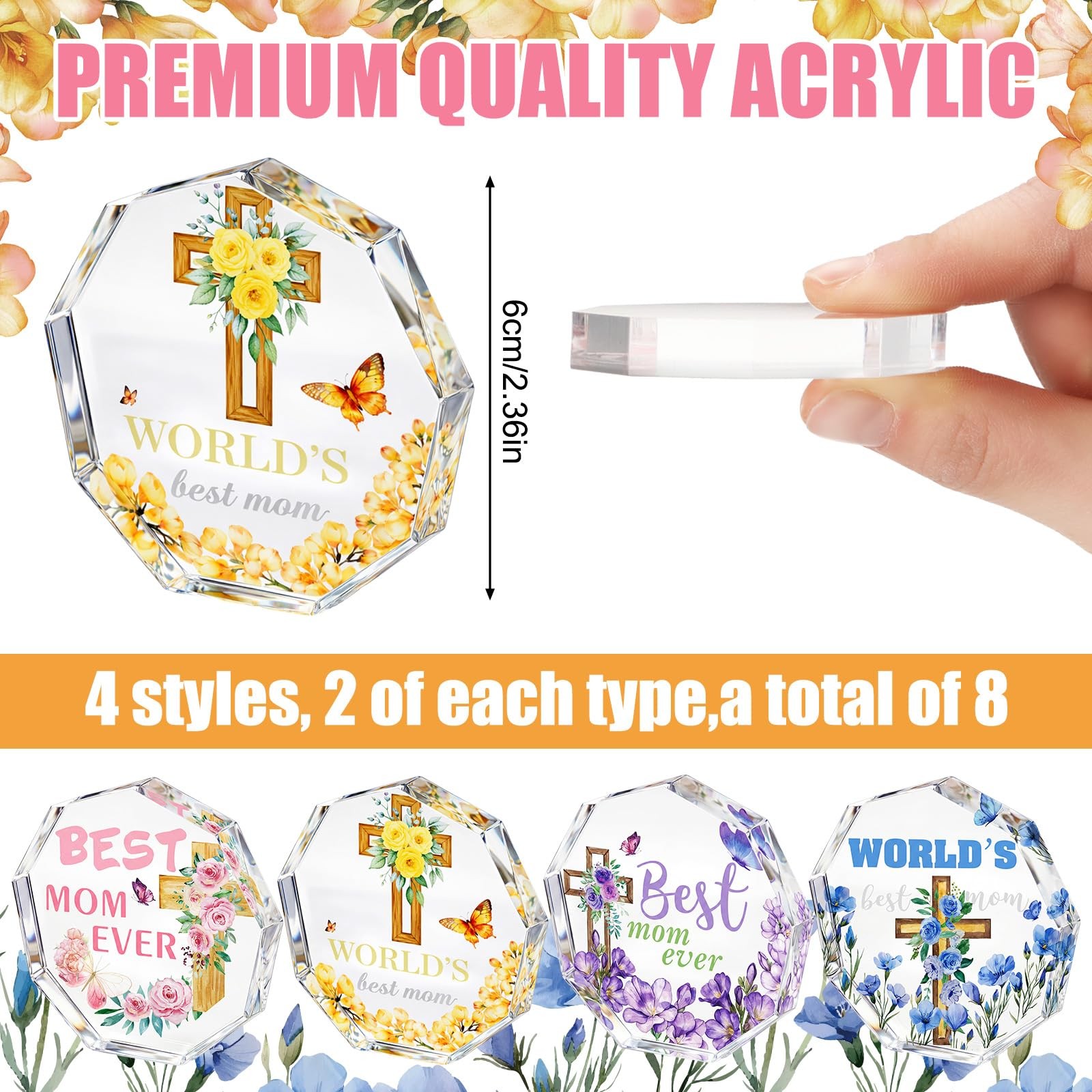 8 Pcs Happy Mother’s Day Christian Church Gifts Bulk Best Mom Ever Butterfly Flo