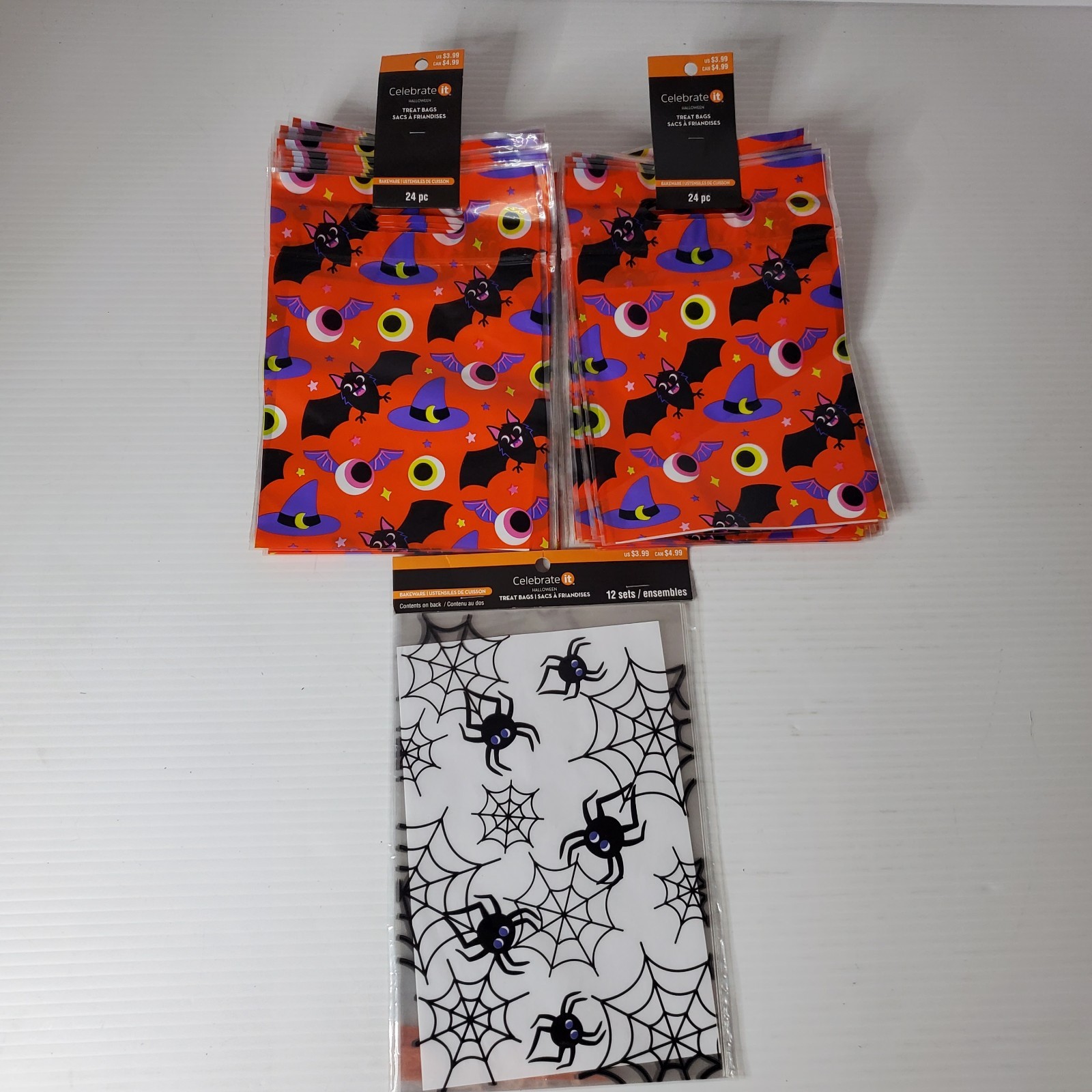 Halloween Party Trick Or Treat Bags 6″x9″ Celebrate It Bat Witch Hat Spider Lot