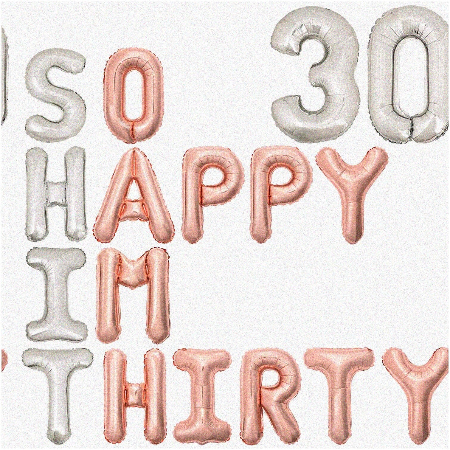 Sparkling Rose Gold Dirty 30 Balloon Banner