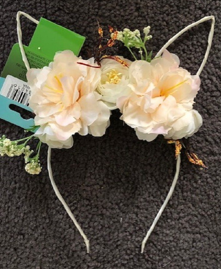 Easter Bunny Ears / Cat Ears Floral Wired Headband – Blush OR Teal OR Apricot
