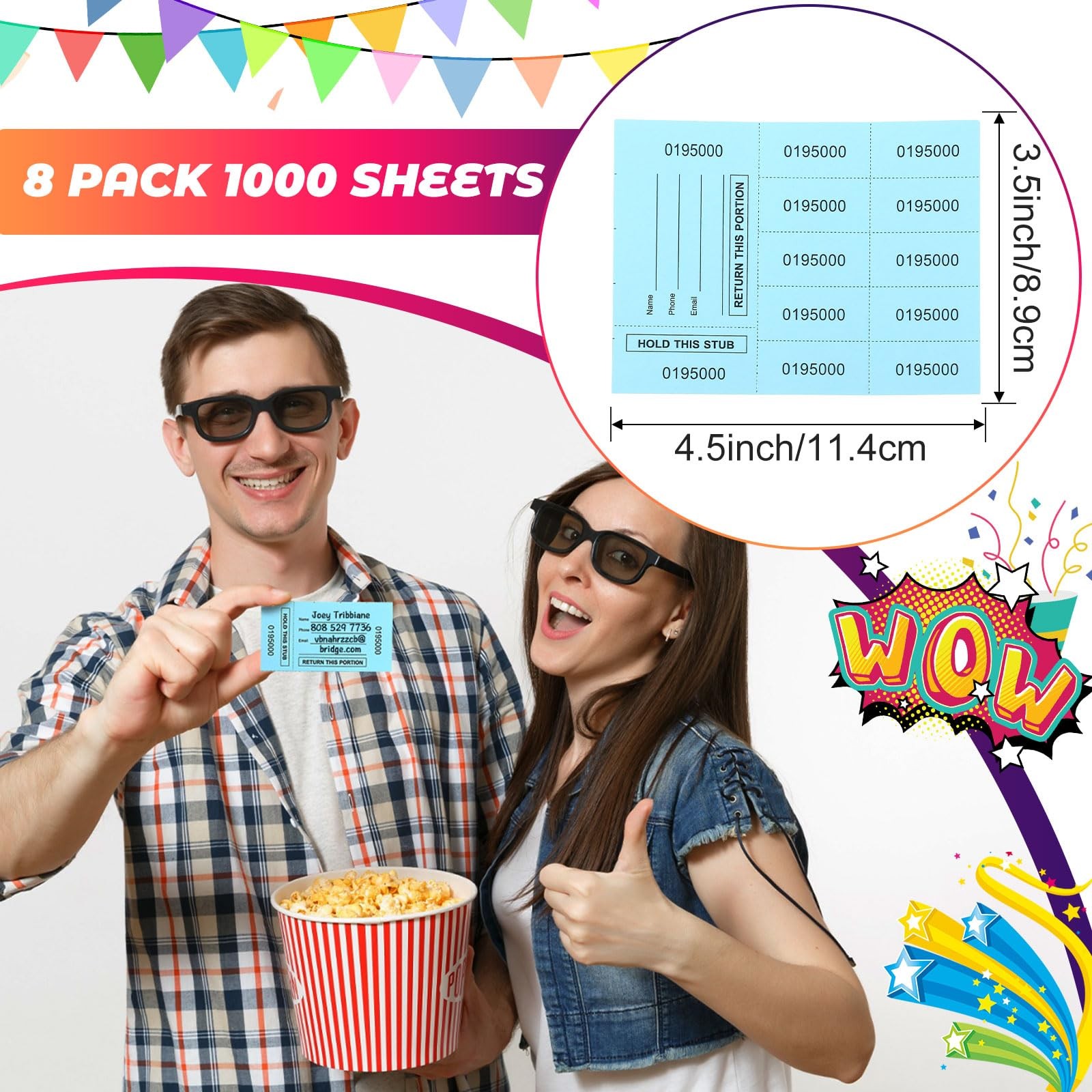 1000 Sheets Blue Raffle Tickets 10 Bid Chinese Auction Fundraiser Silent Tags