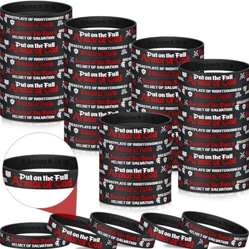 160 Pack Armor of God Silicone Bracelets Ephesians 6:10-18 Bible Verse Wristband