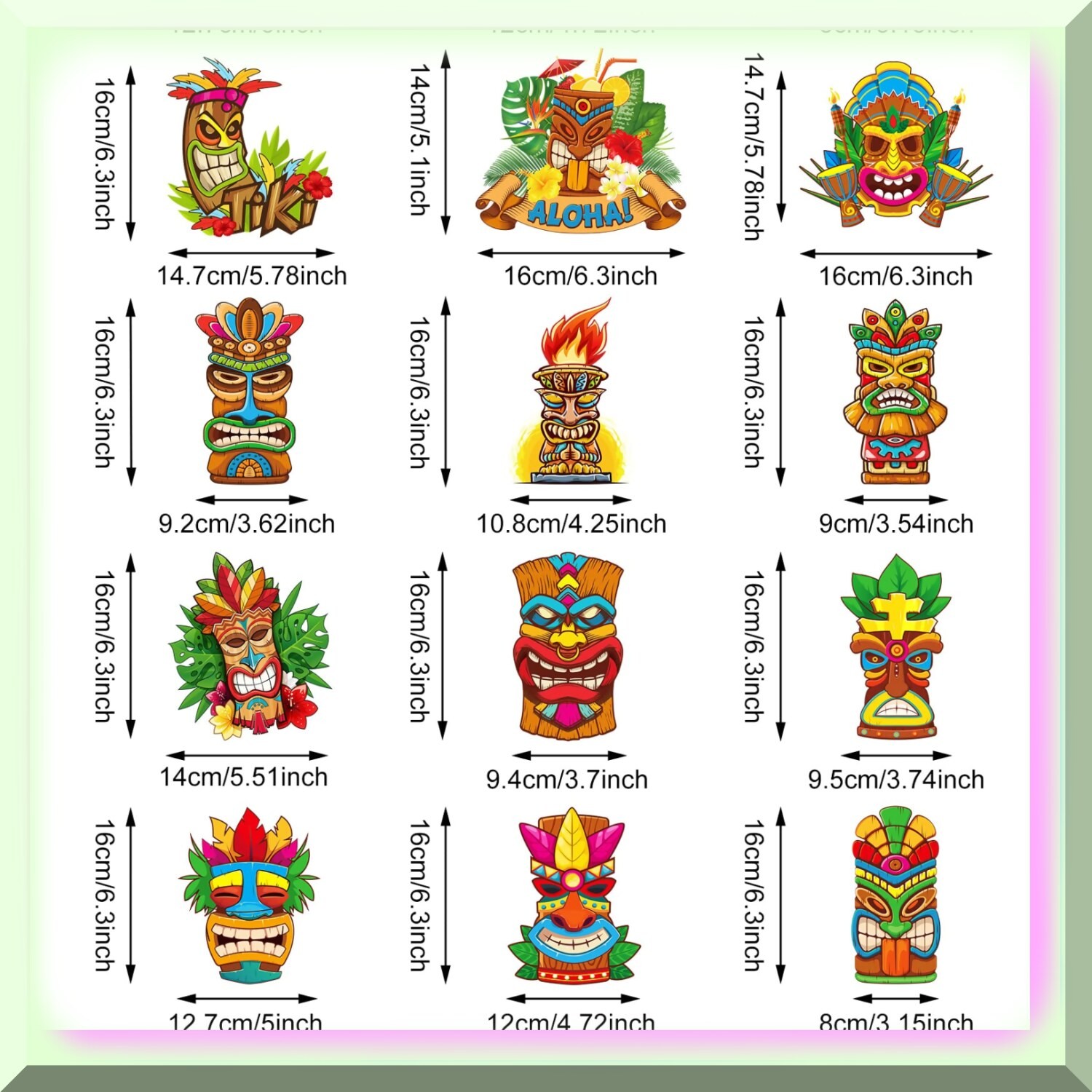 Tropical Tiki Swirl Decorations 53 pcs