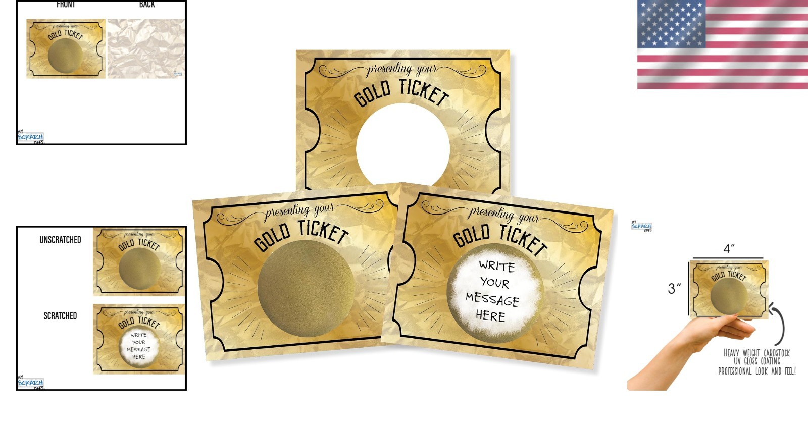 Gold Ticket Scratch Off Labels – 20 Pack Promotional Items