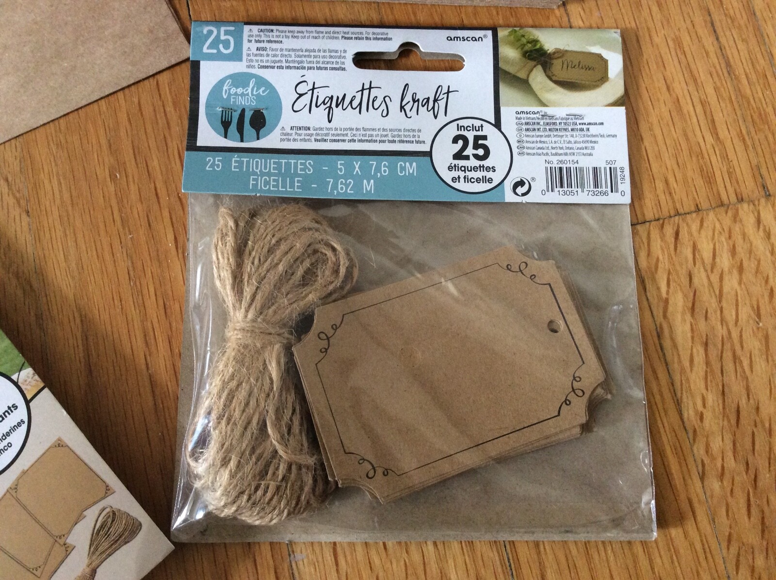 Kraft paper scrolled DIY party lot 15’ banner 25 tags twine 50 envelopes NEW