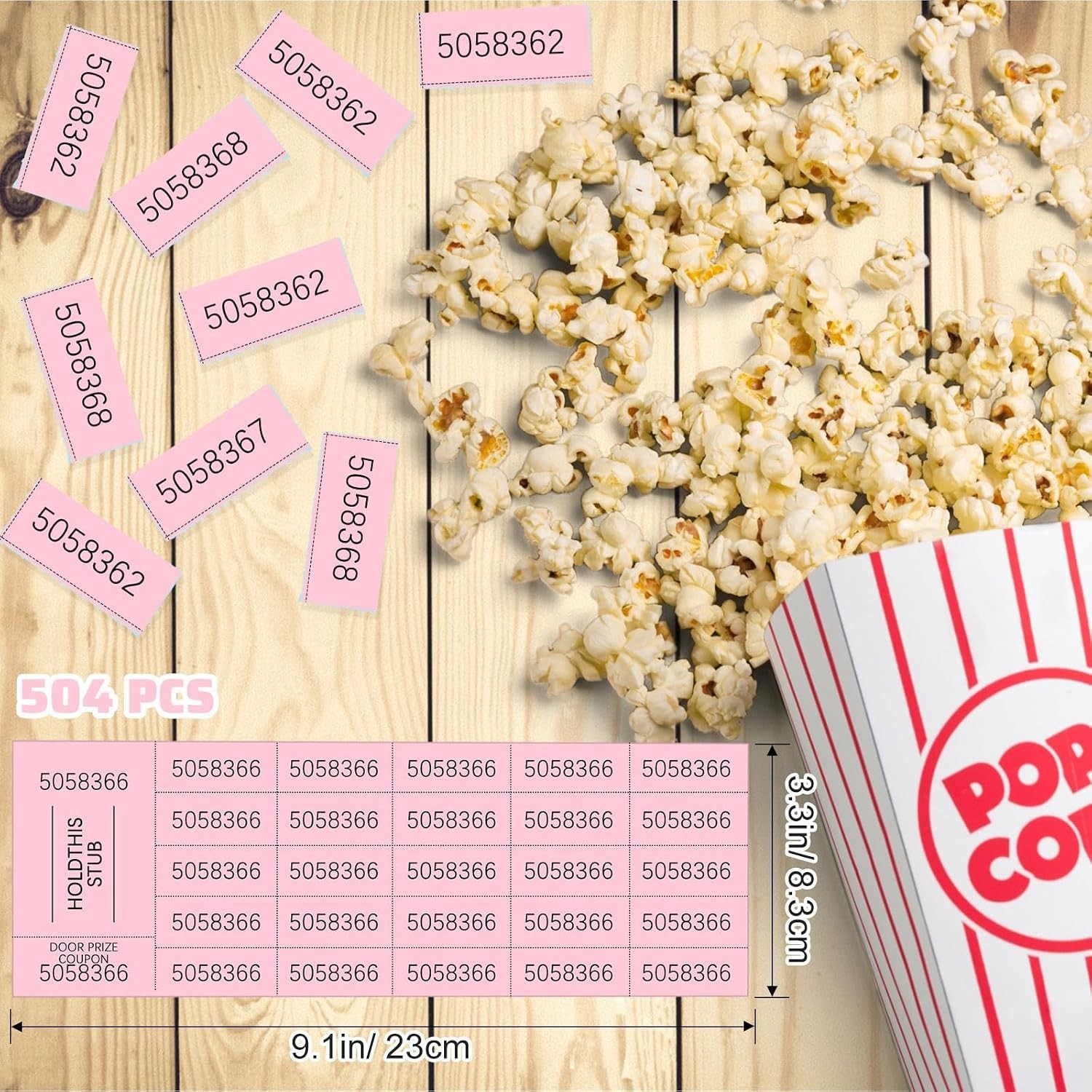 Pink Chinese Auction Tickets – 504 Sheets, Different Numbers