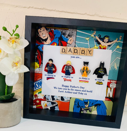 Christmas / Birthday Photo Frame Superhero Personalised Daddy/ Dad any name