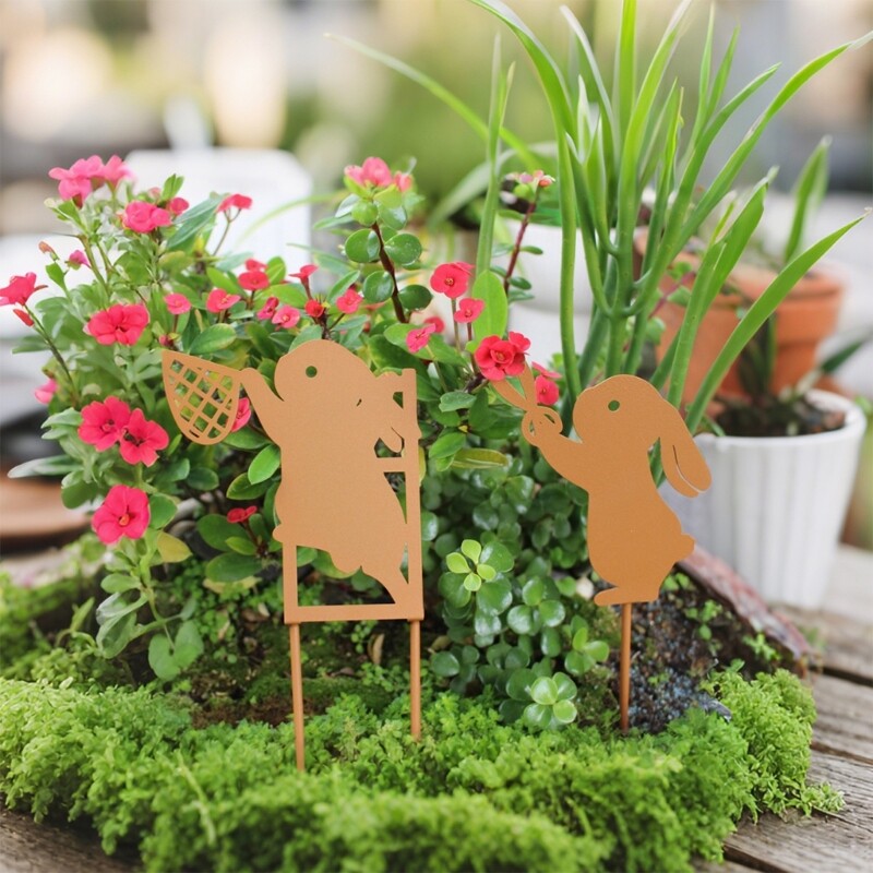 Artificial Easter Rabbit Statue Plant Stake for Spring Outdoor Parterre Decors