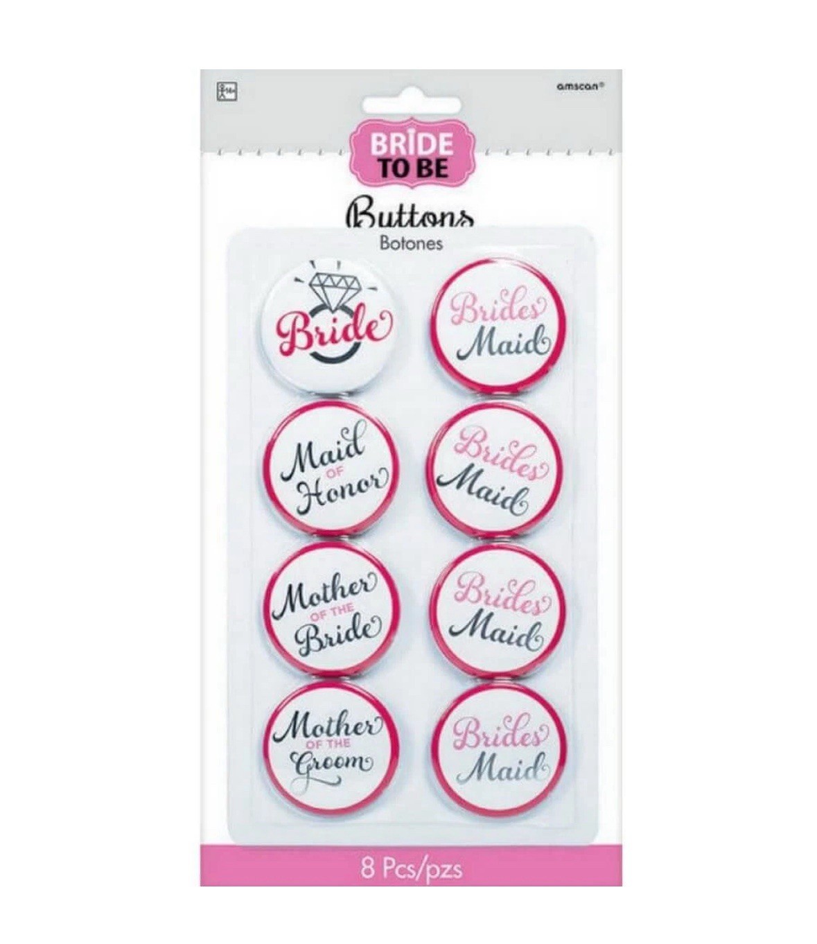 Elegant Bride Metal Buttons 8Pk Bridesmaid Novelty Supplies NEW + FAST SHIPPING