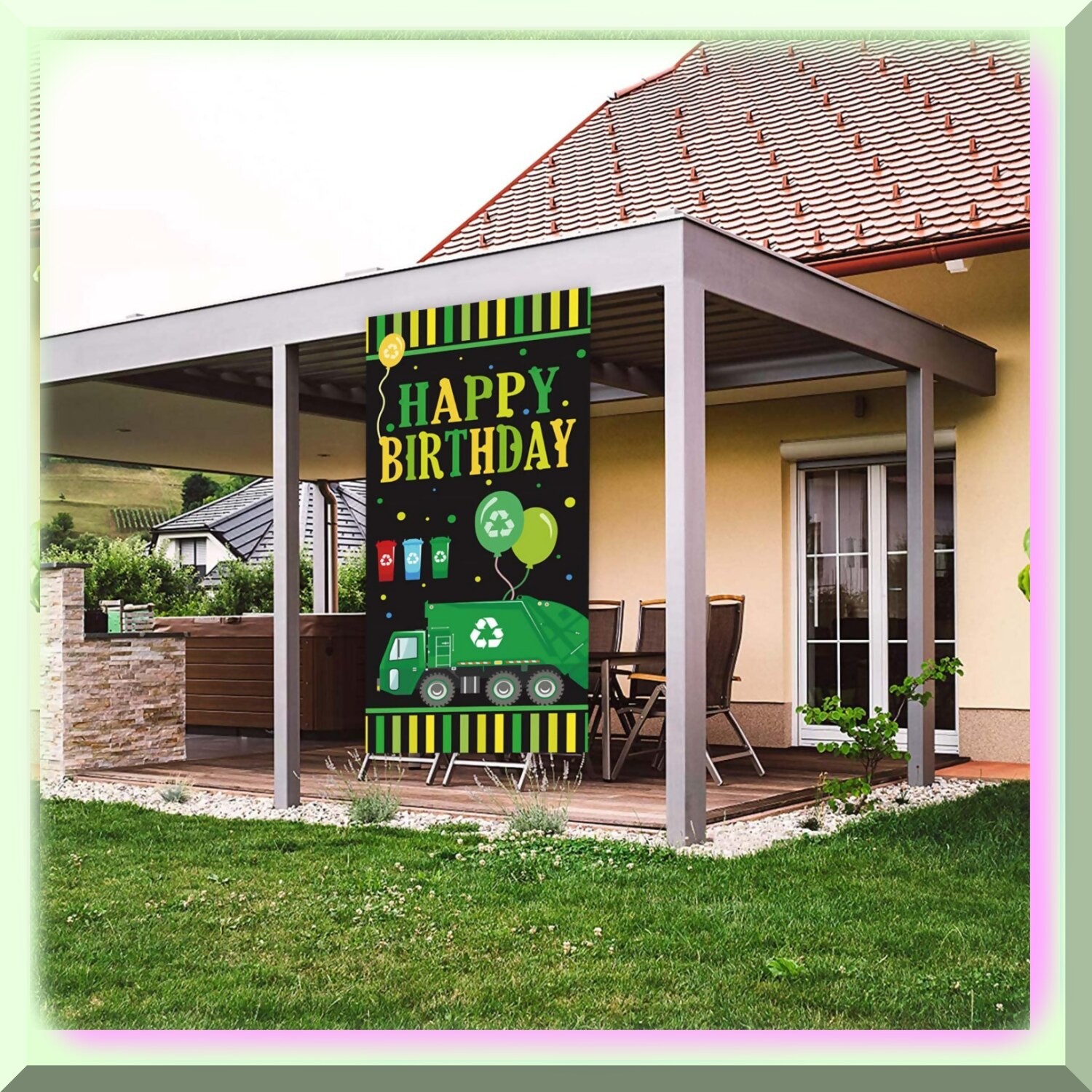 Trash Truck Birthday Party Decor Banner