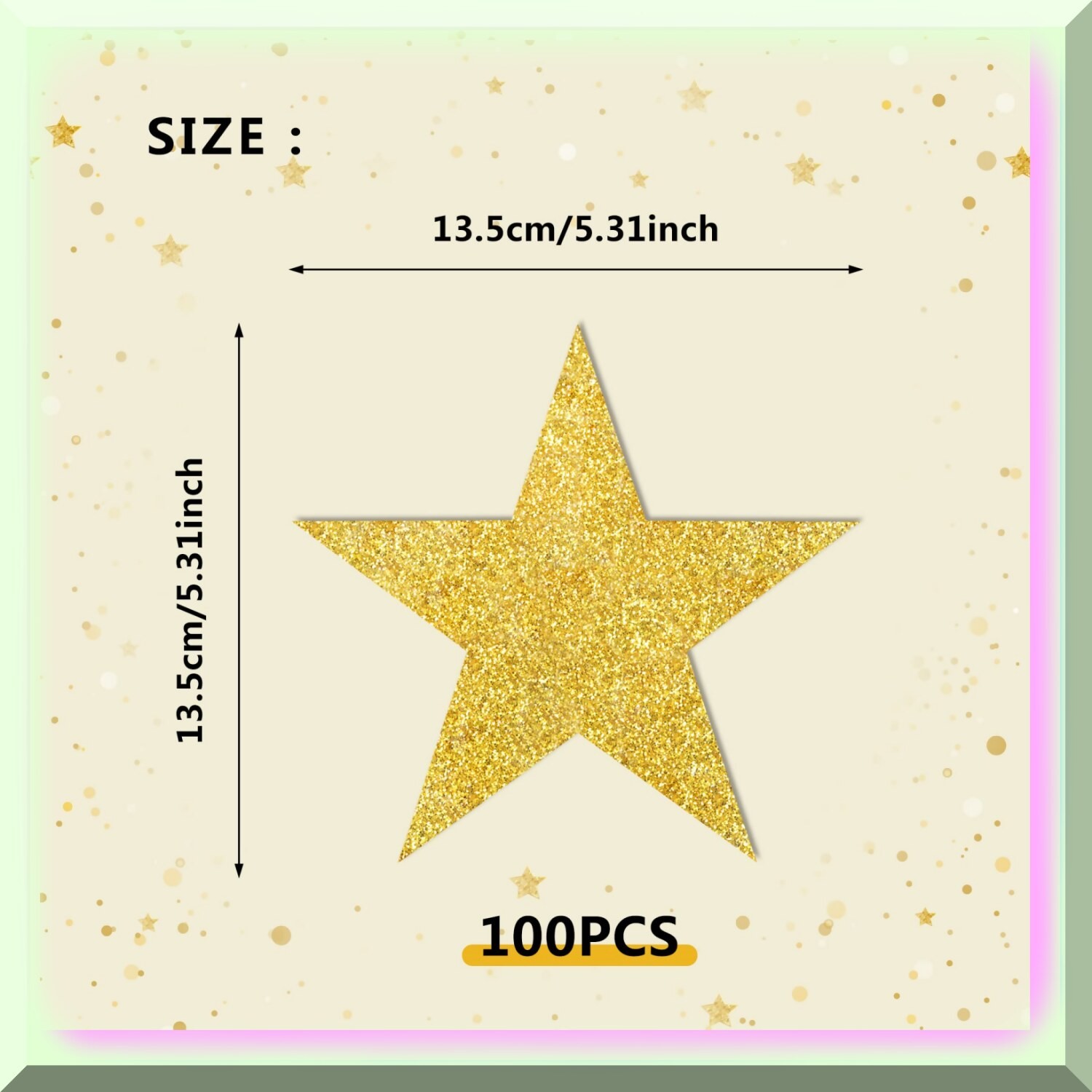 Gold Glitter Paper Star Cutouts for Decor
