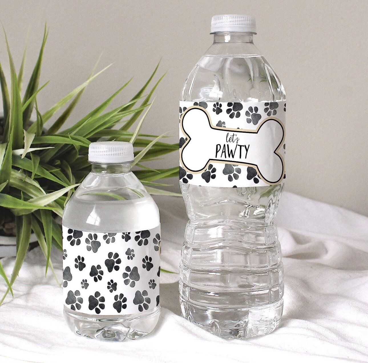 Puppy Dog Birthday Party Water Bottle Labels, 24 Stickers