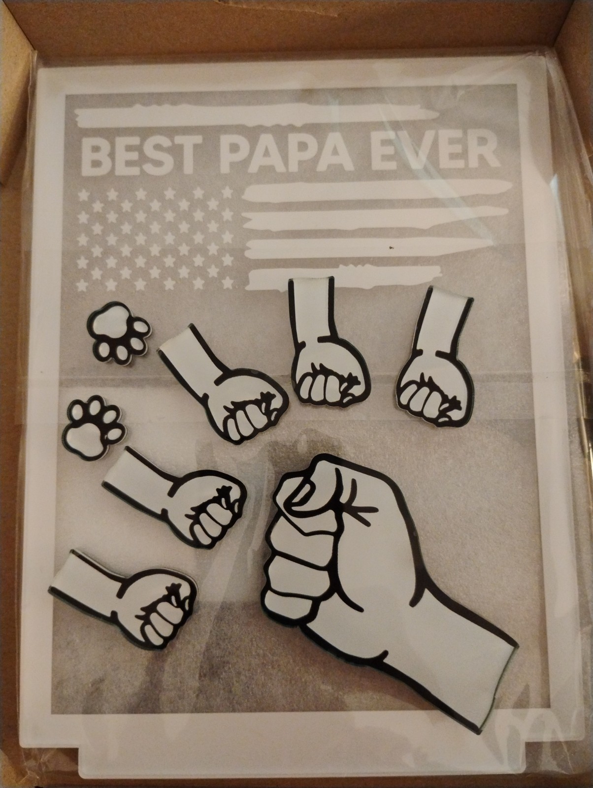 BEST PAPA EVER USB LIGHT UP GRANDPA FATHER’S DAY GIFT FOR DAD ACRYLIC NEW