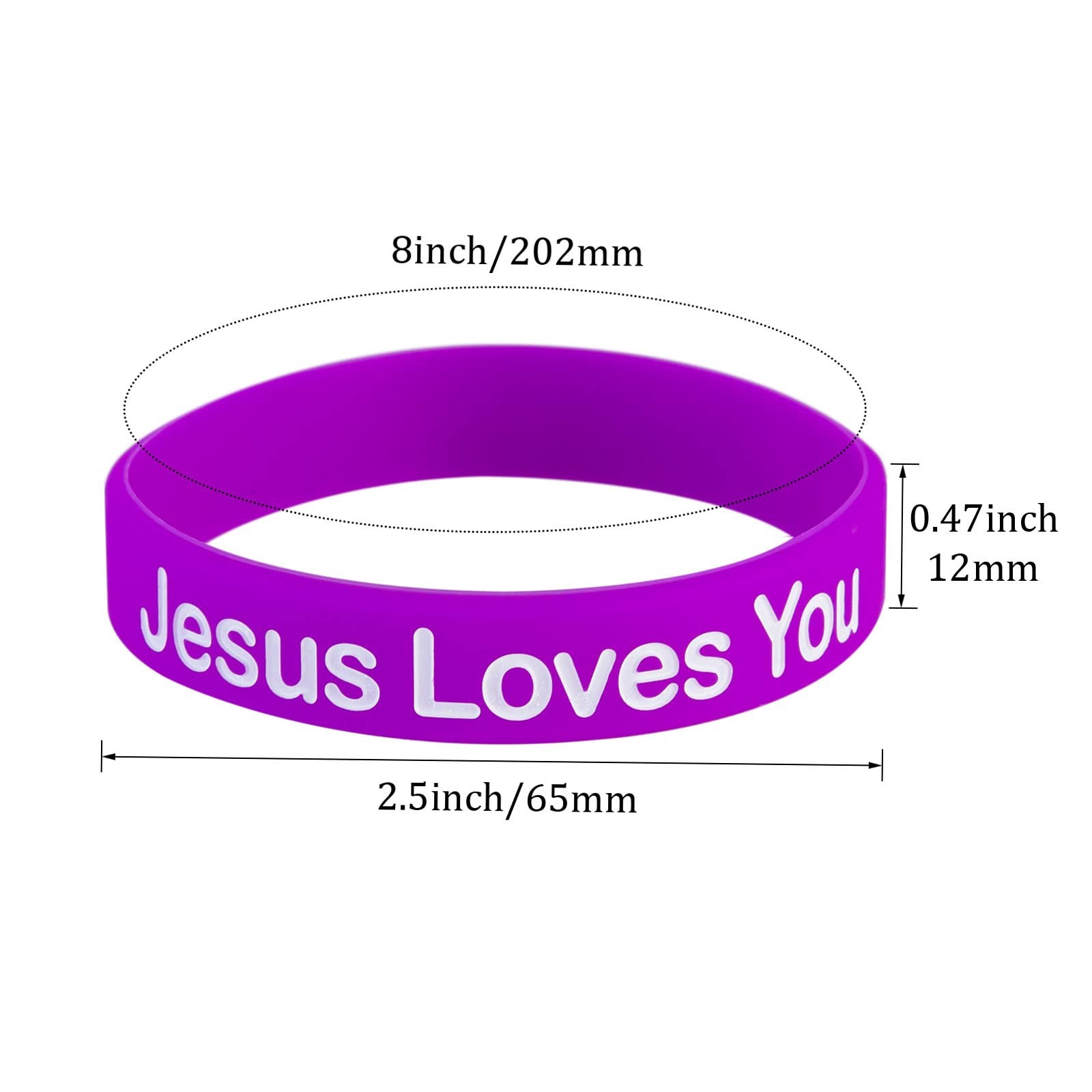 QEERBSIN 60 Pcs Jesus Loves You Rubber Bracelets Colorful Adult, Colored