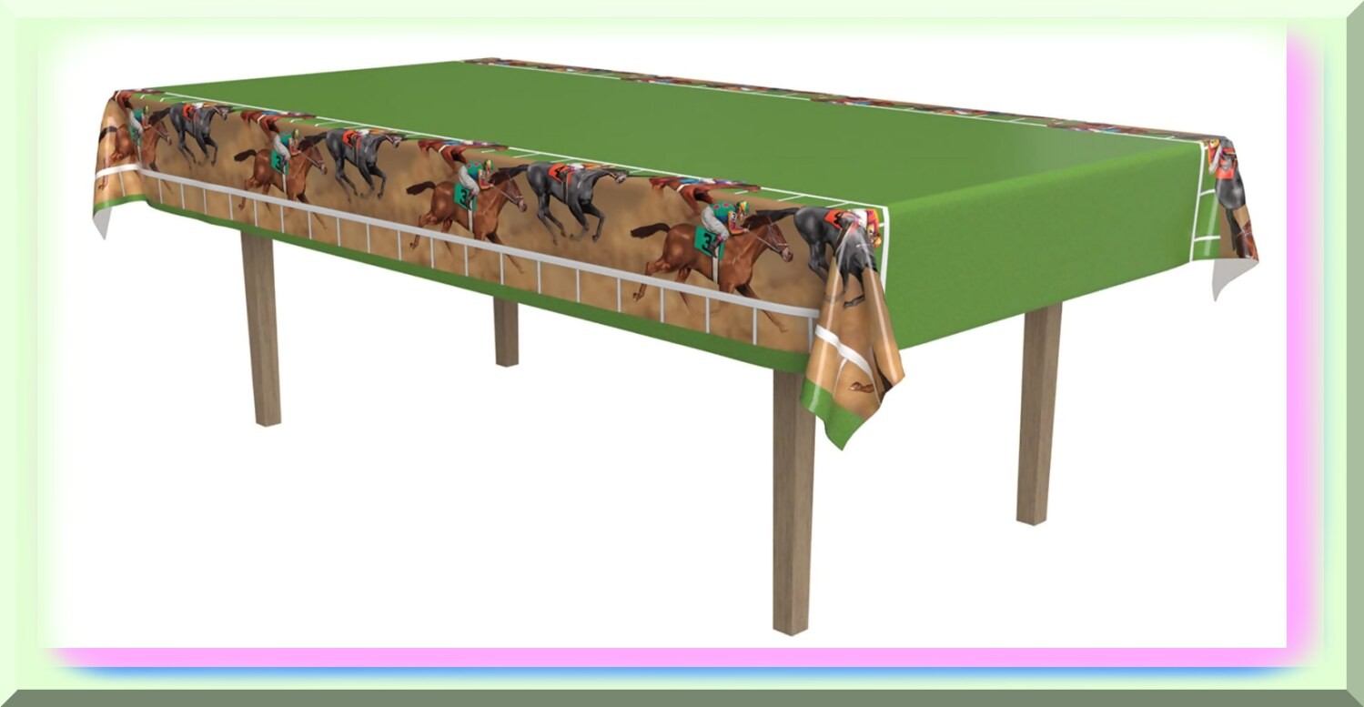 Derby Day Plastic Tablecloth 54×108 inches