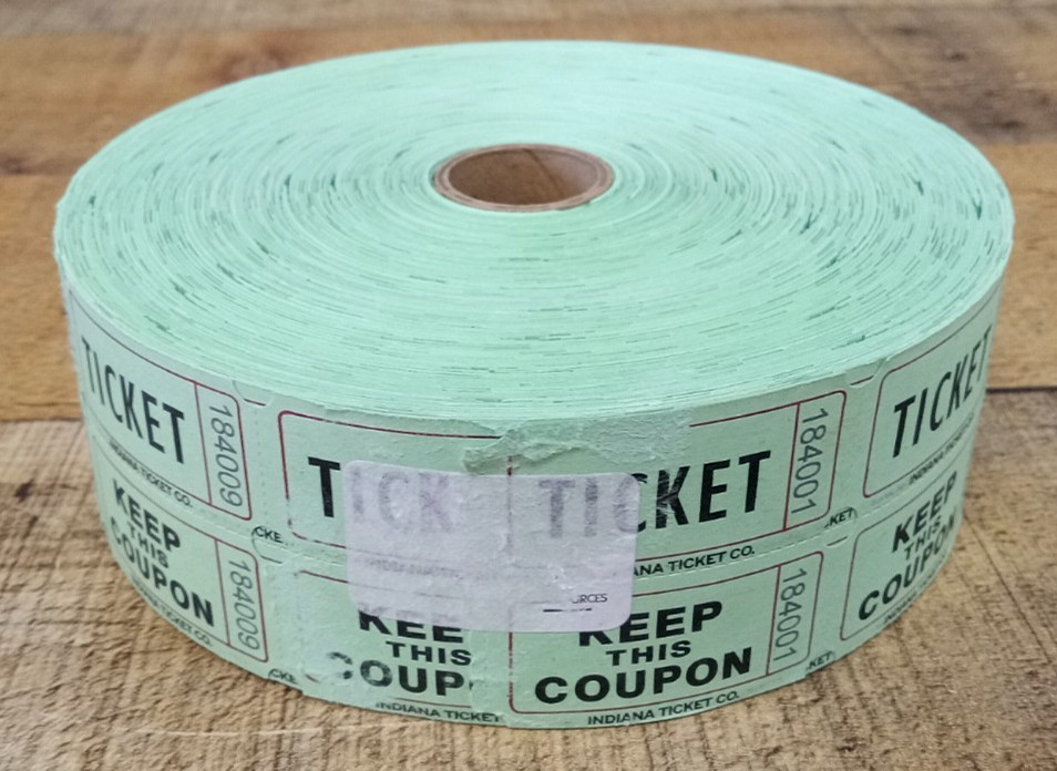 Indiana Ticket Company Raffle Ticket 2,000 Double Tickets – GREEN