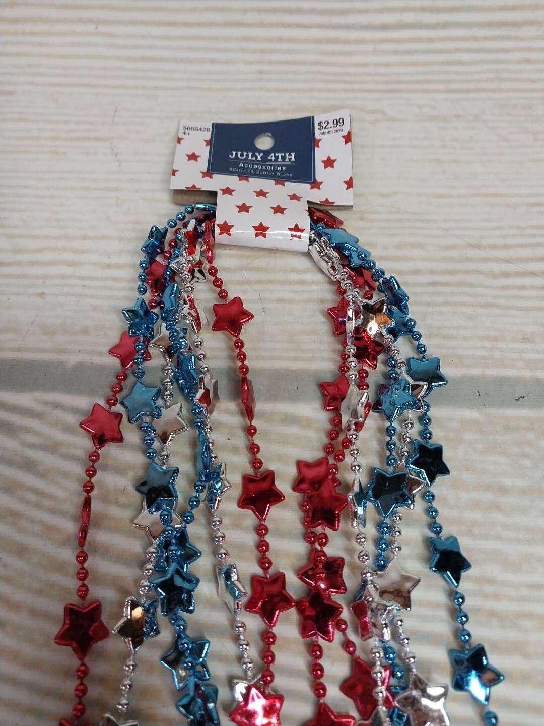 ~New! 6 Metallic Stars Beads Necklace Motorcycle Bike Rally Throw Bead Party USA