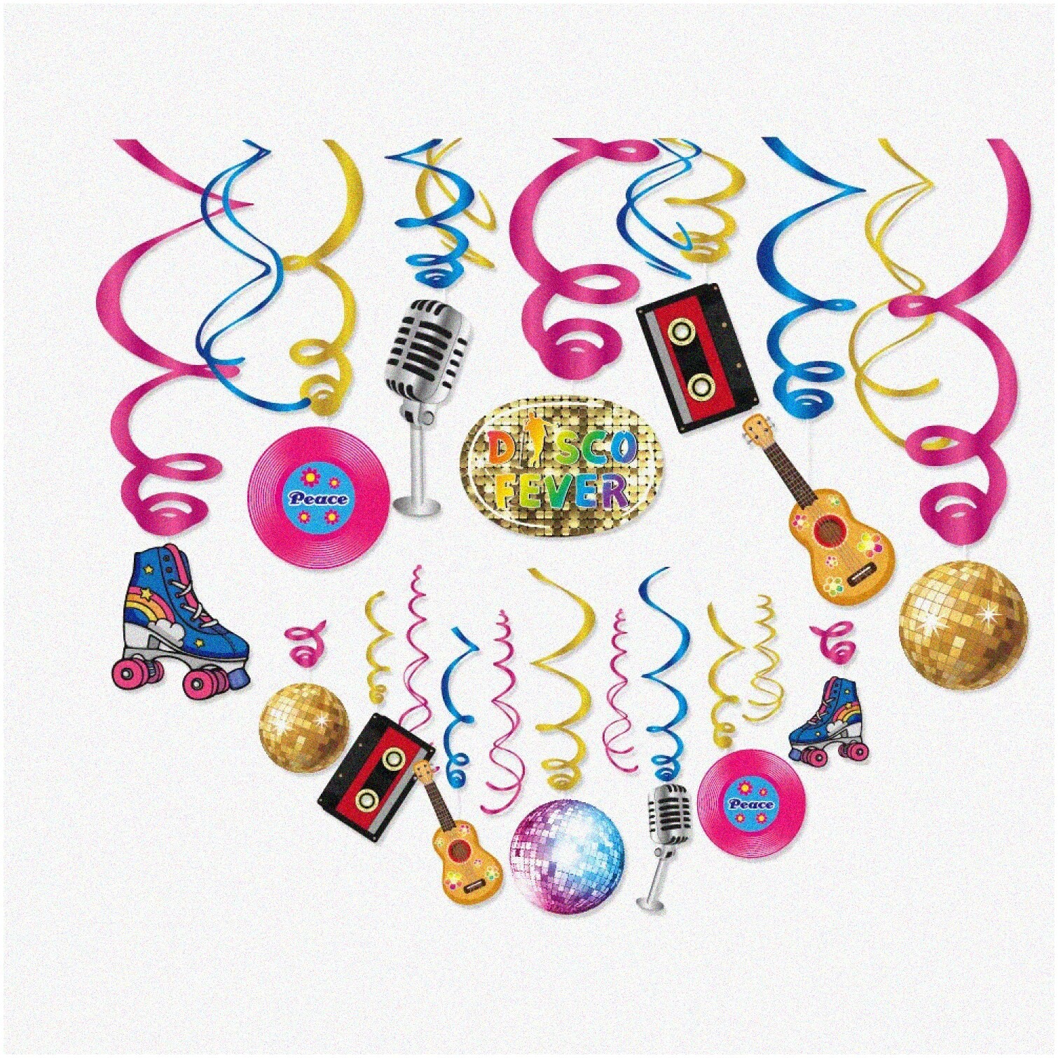 Retro Rhythmic Swirls Hanging Decorations Set