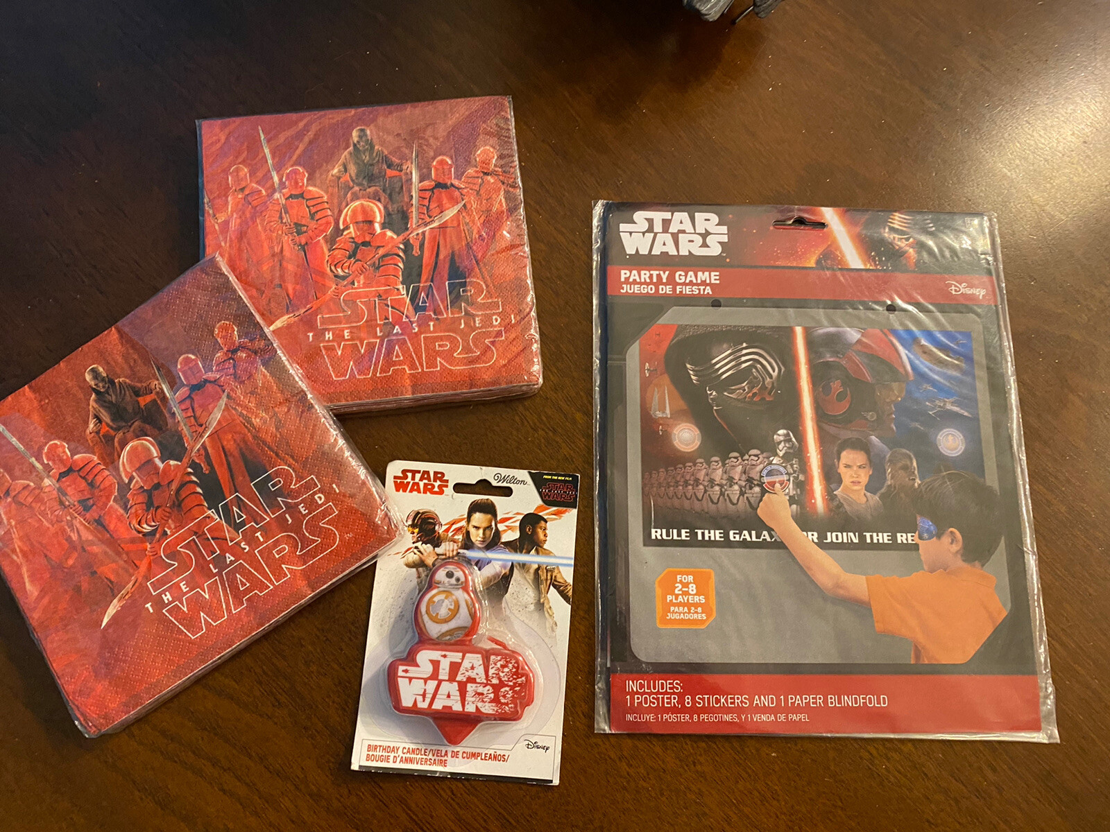 Lot of Disney Star Wars Party Supplies Napkins, Party Game, Candle NIP