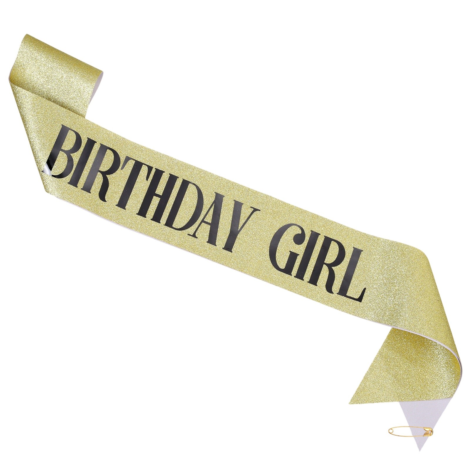 1-Pack Birthday Sash, Sequined Fabric Birthday Gift Decor [Gold with Black Text]