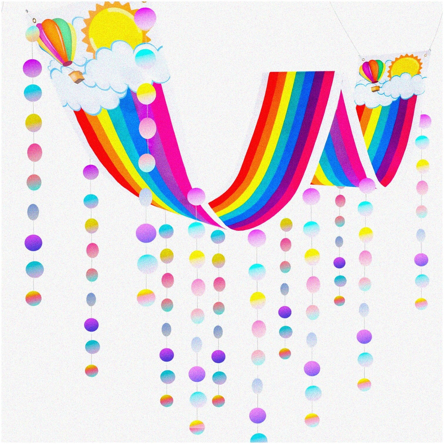 Rainbow Cloud Ceiling Decor with Garland
