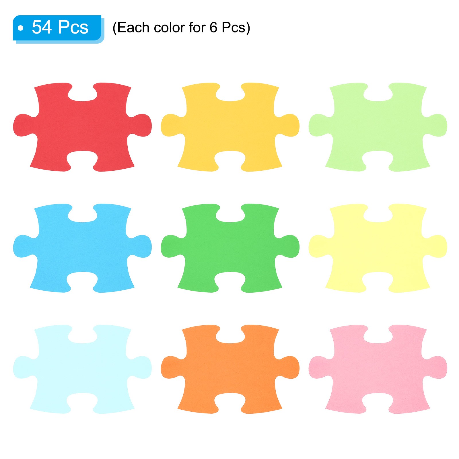 5×6″Cutouts Paper, 54Pcs Puzzle Assorted Color Paper, Multicolor