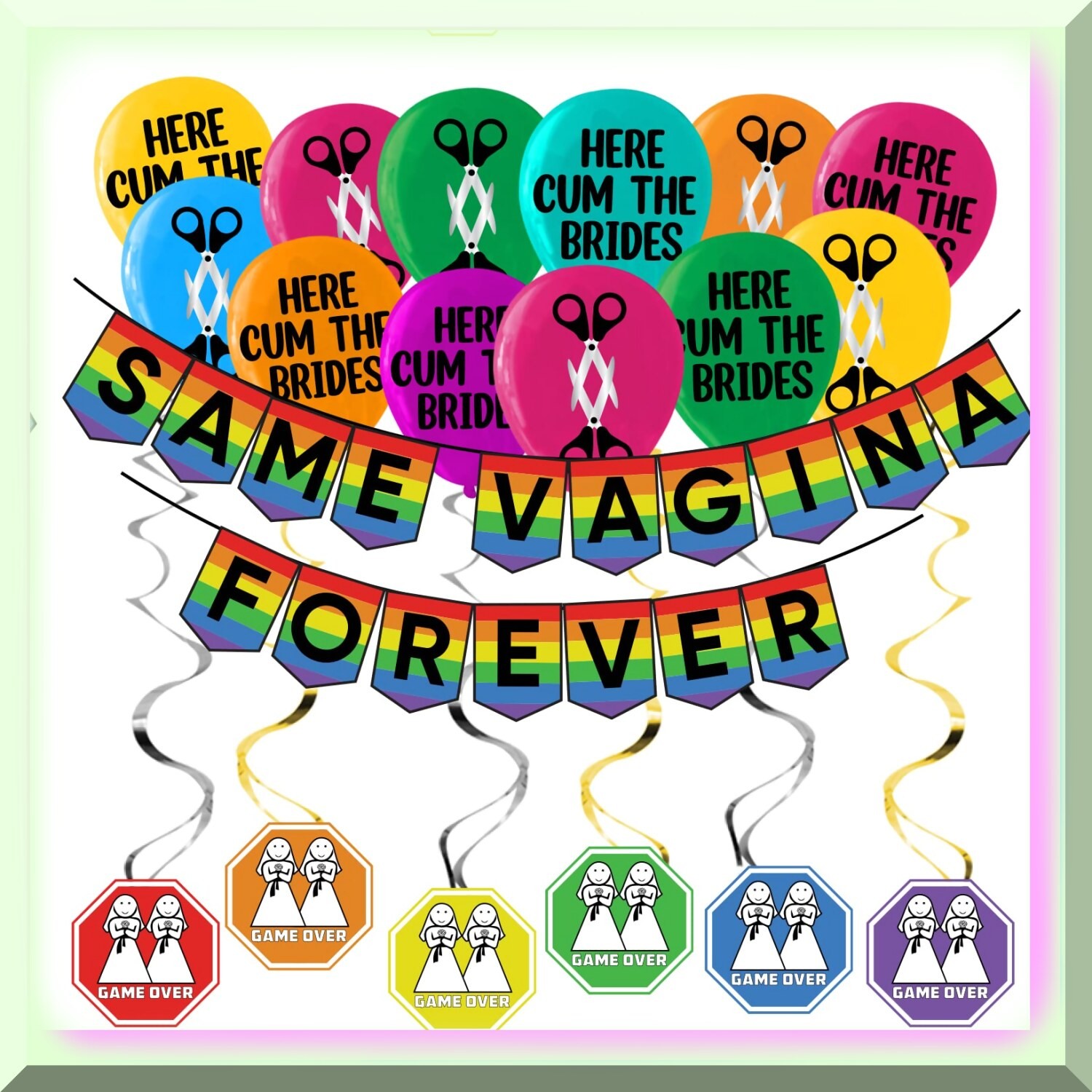 Rainbow Bachelorette Party Decorations Set