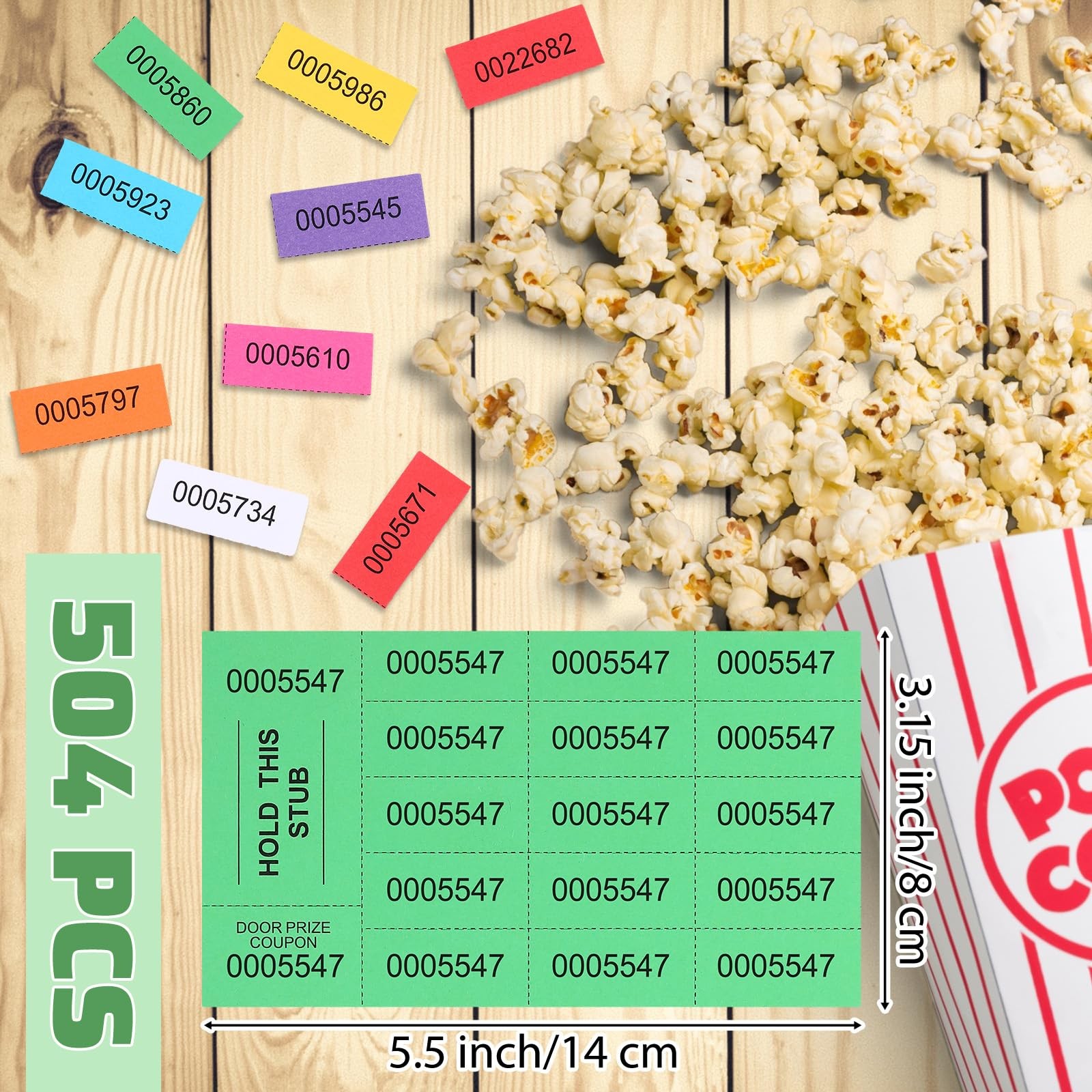 504 PCS Mixed Color 15 Bid Raffle Tickets Chinese Basket Auction Sheets