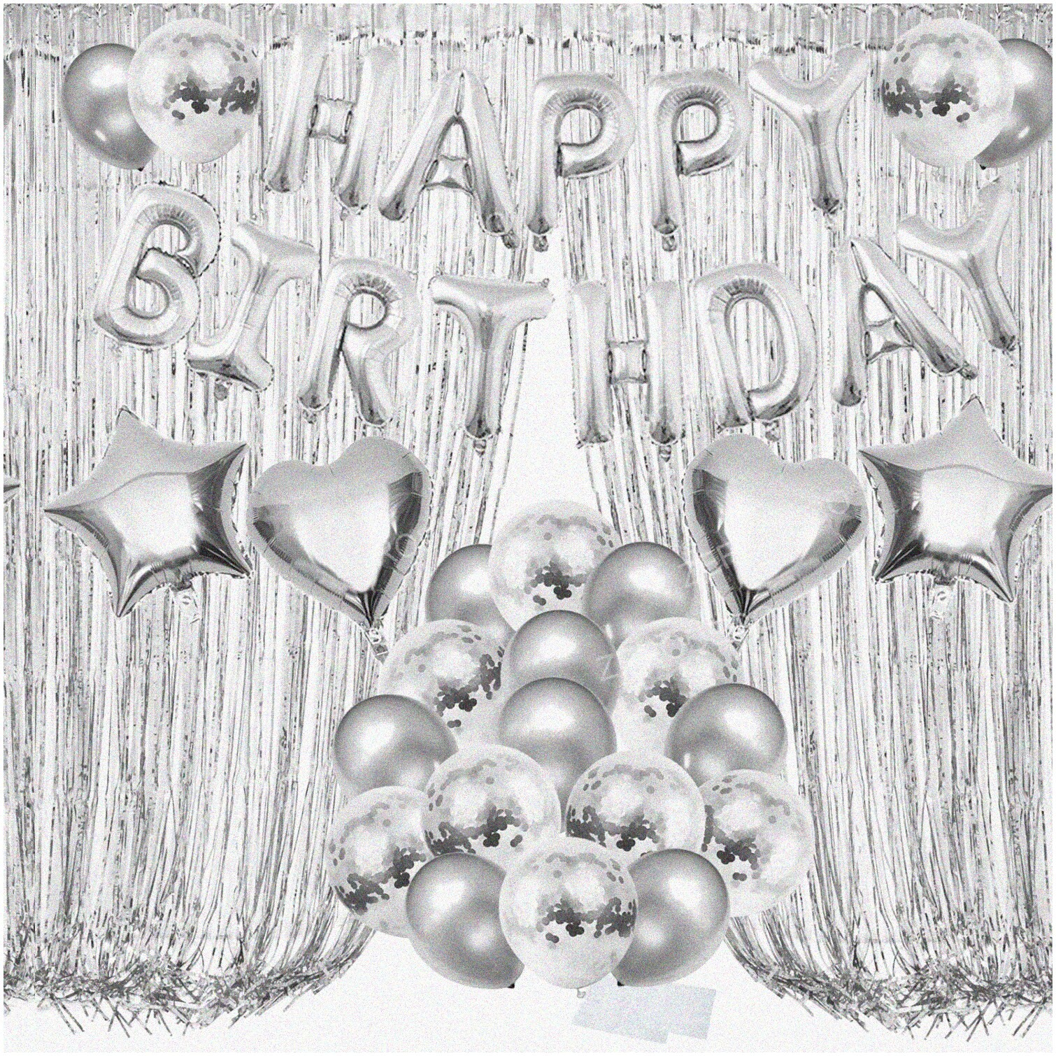 Silver Birthday Party Decorations Kit