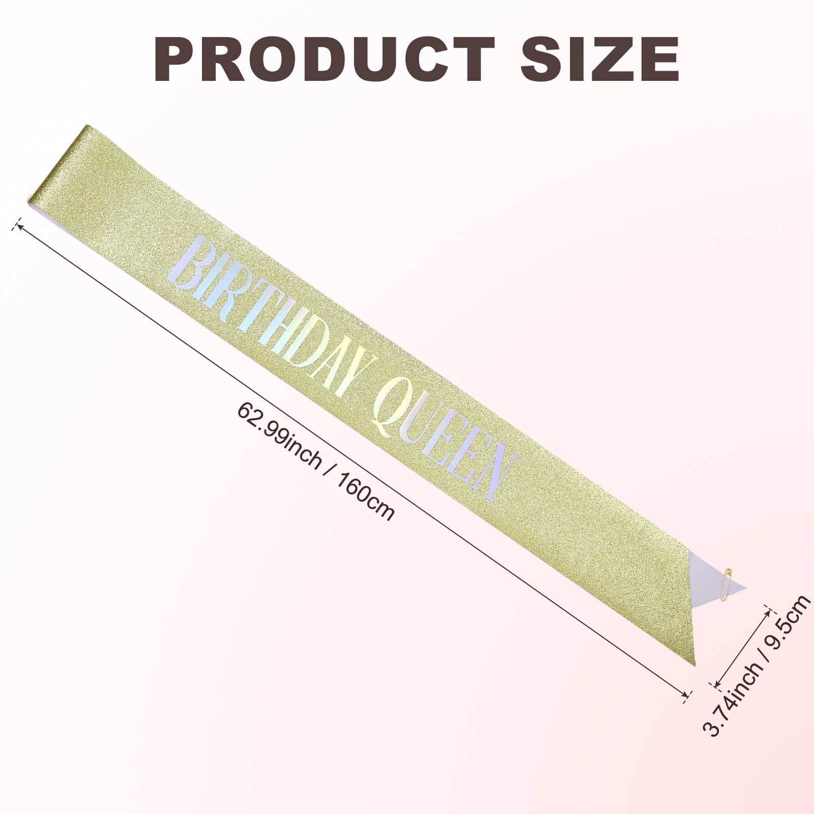 1-Pack Birthday Sash, Sequined Fabric Birthday Gifts [Gold Glitter]