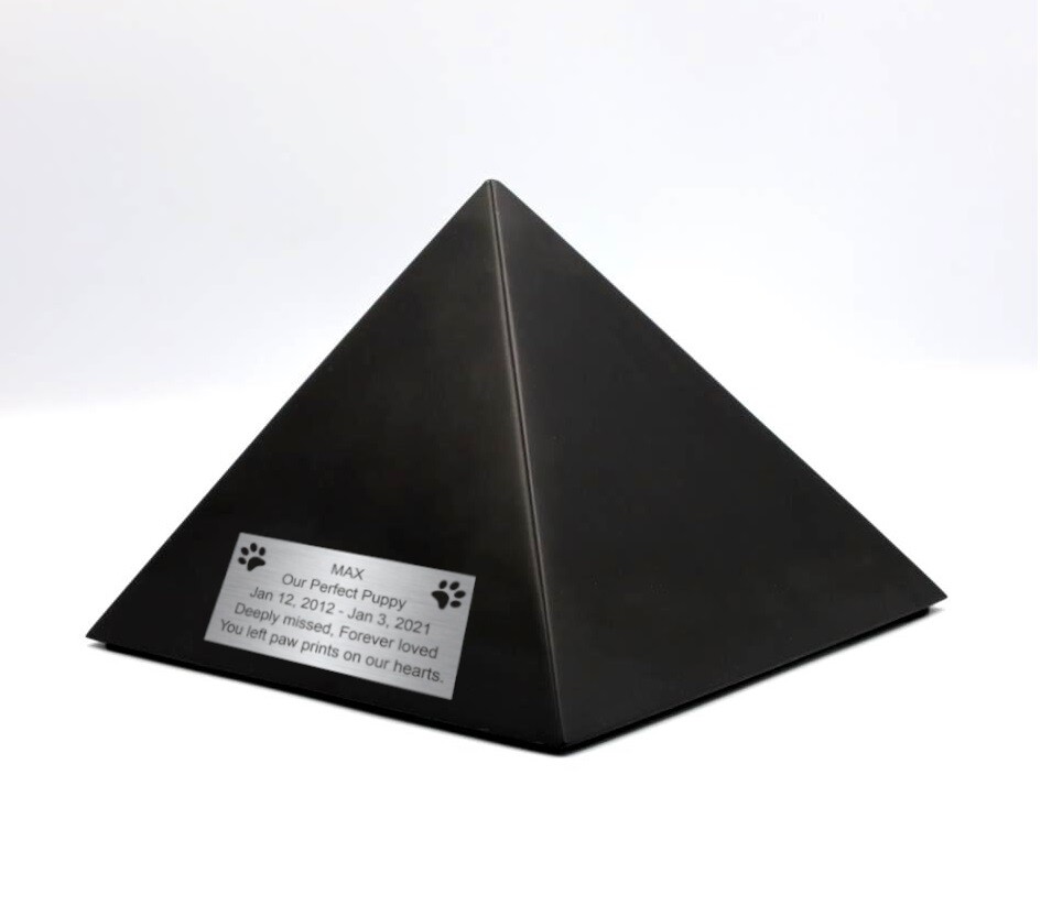 Black Urn, Unique Black Pyramid Urn For Pet Ashes or Part Of Human Ashes