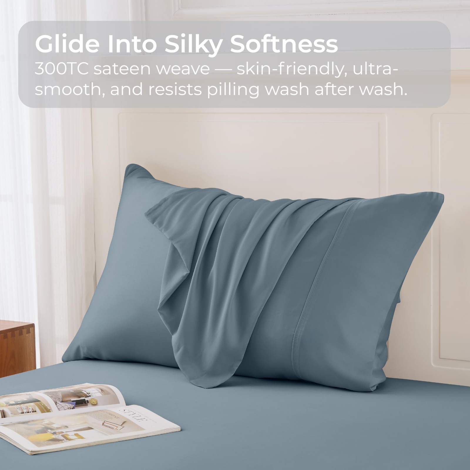 GOKOTTA Envelope Pillow Cases King Size 2 Pack, 100% Rayon Made fro… Fast Ship