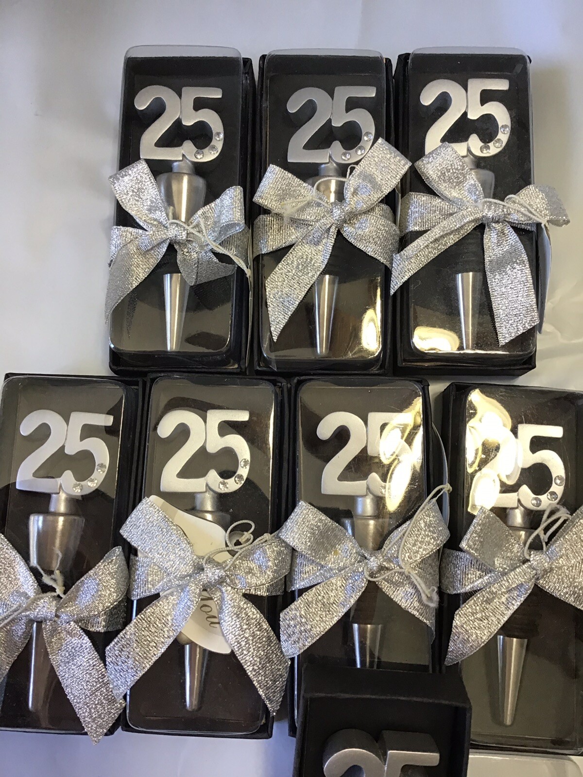 25th Anniversary Wine Bottle Stopper Birthday/Anniversary Party Favors lot of 8