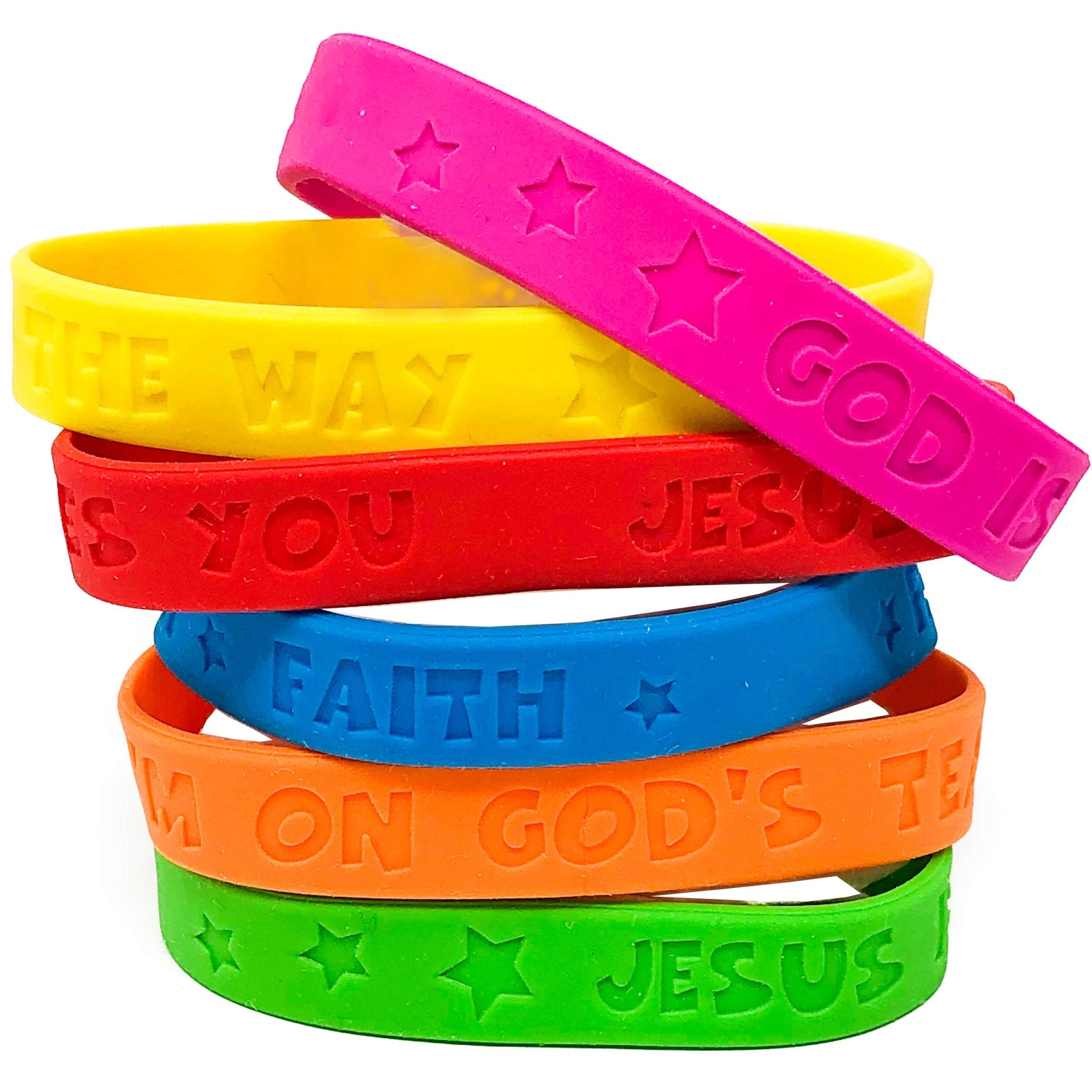 Podzly 100 Pack of Christian Bracelets – Motivational Silicone Wristbands wit…