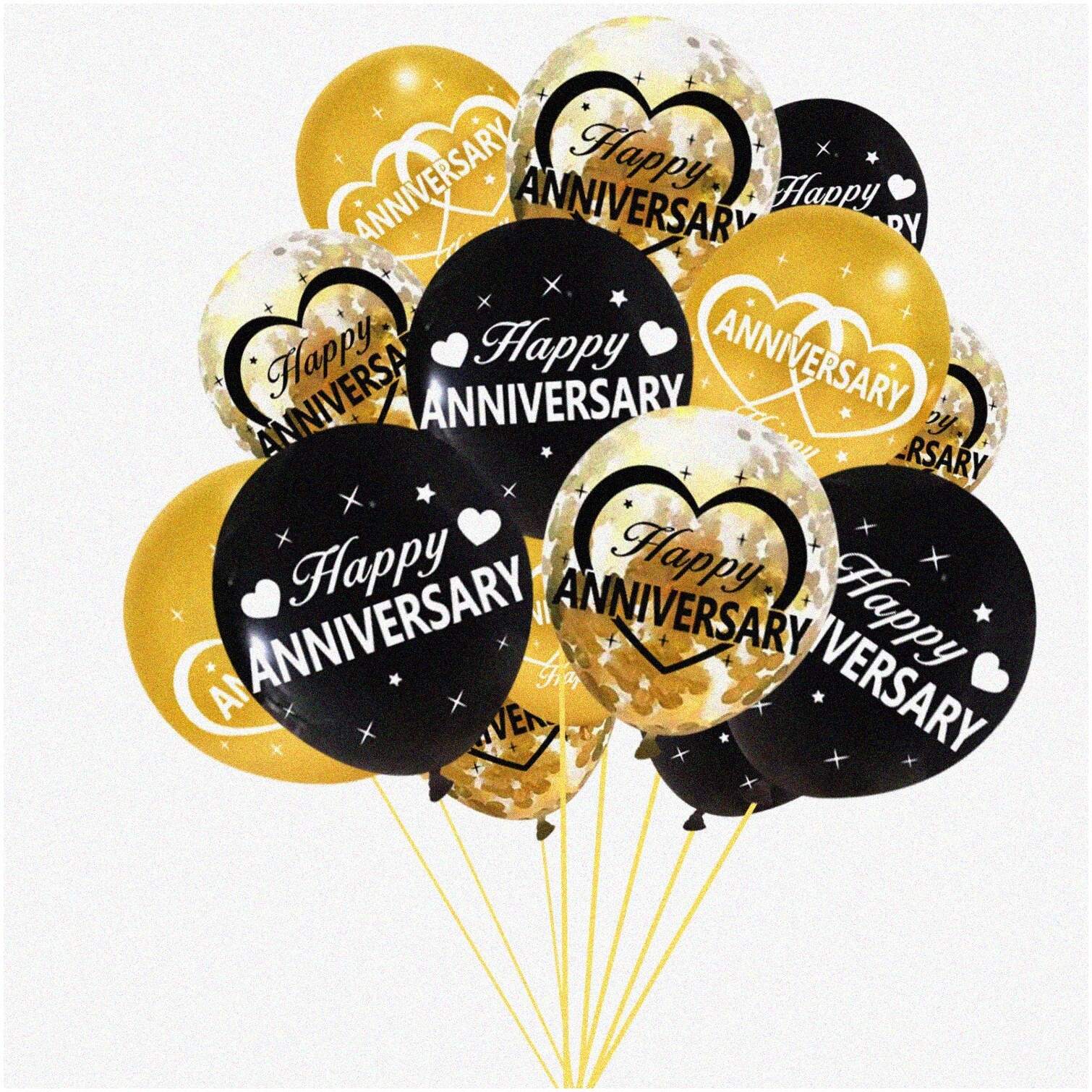Black Gold Love Anniversary Balloon Set 30pcs