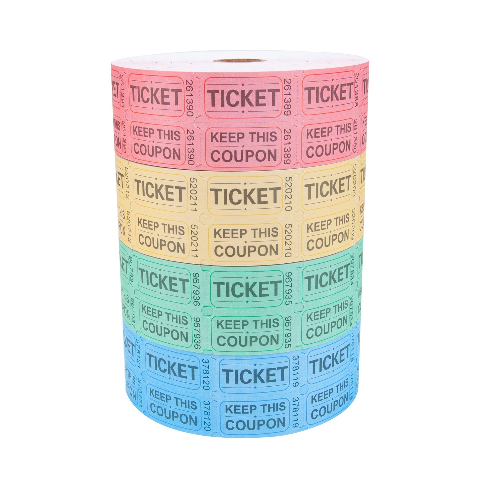 8000 Assorted Raffle Ticket Rolls Double Tickets Set Of 4 Colors Printable