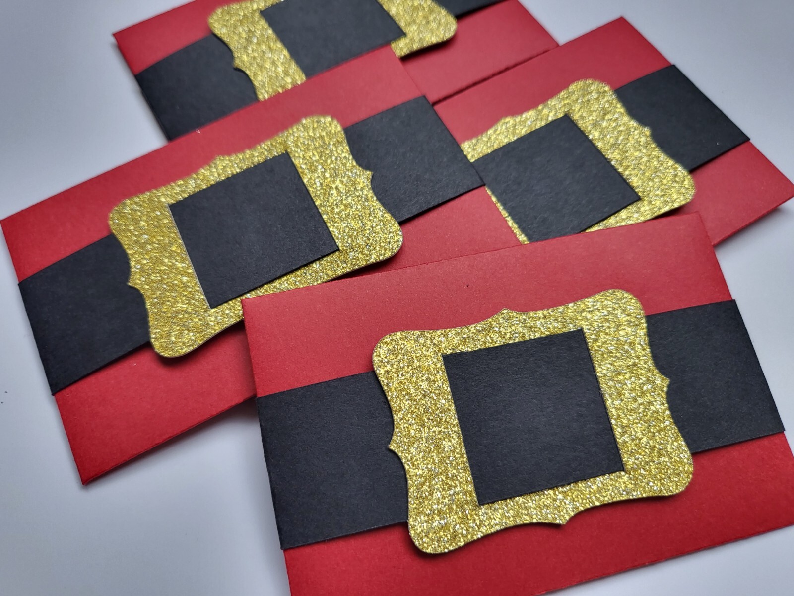 Christmas gift card holders Santa Buckle gift card/money holders – set of 4.
