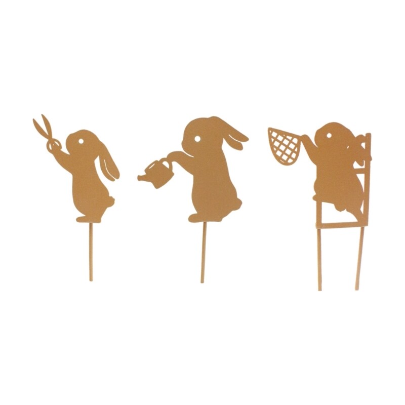 Easter Metal Stake Rabbit Statue for Indoor and Outdoor Decors Yard Sign