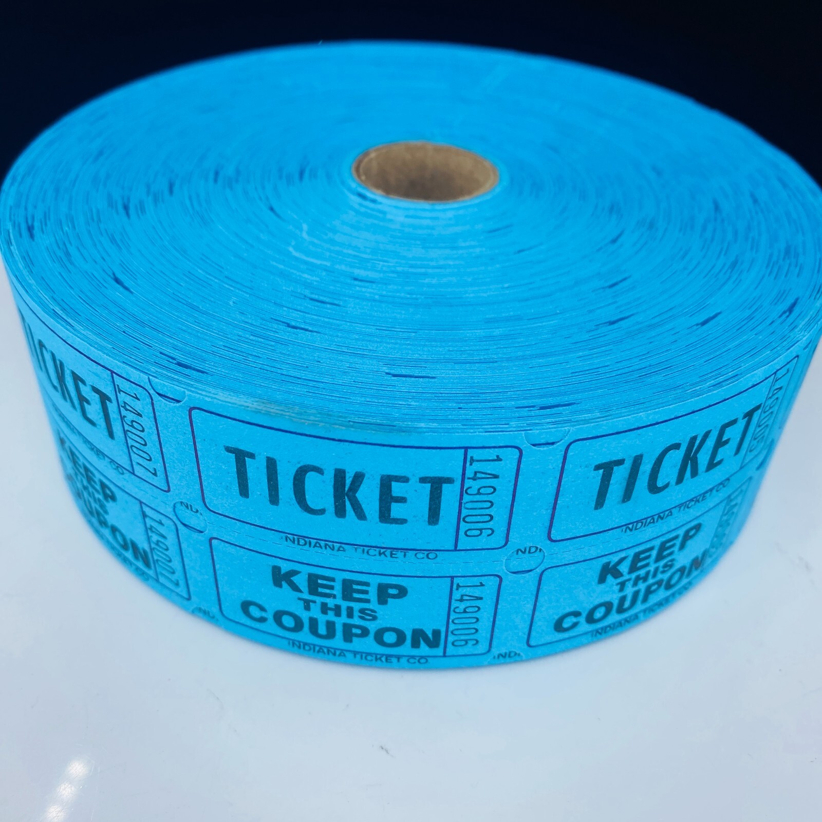 INDIANA TICKET CO. 2,000 BLUE Raffle Tickets Double Roll, 50/50 Raffle Ticket
